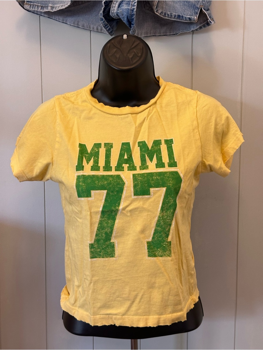 PacSun Yellow Tee with Green MIAMI 77 Graphic
